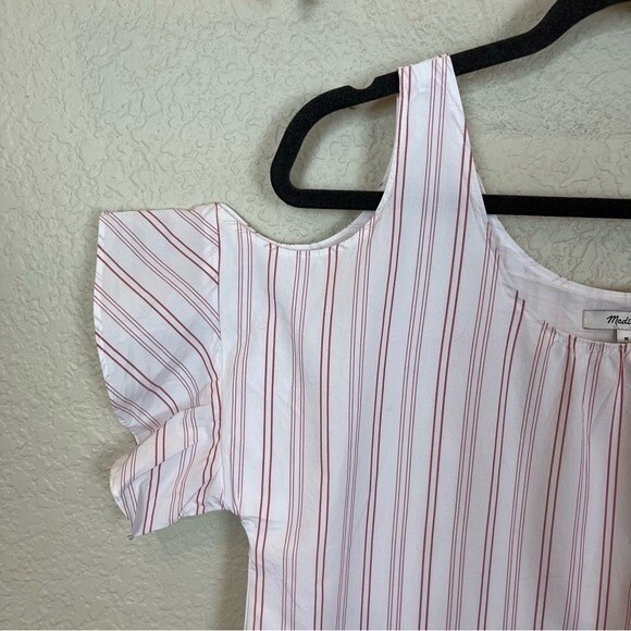 Madewell Rose Stripe Cold Shoulder Dress sz Medium - Picture 7 of 11
